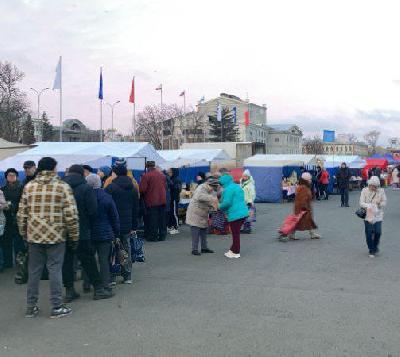 Сегодня на Театральной площади проводится традиционная ярмарка выходного дня 